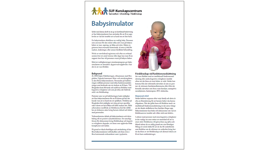 Framsida information om babysimulator.